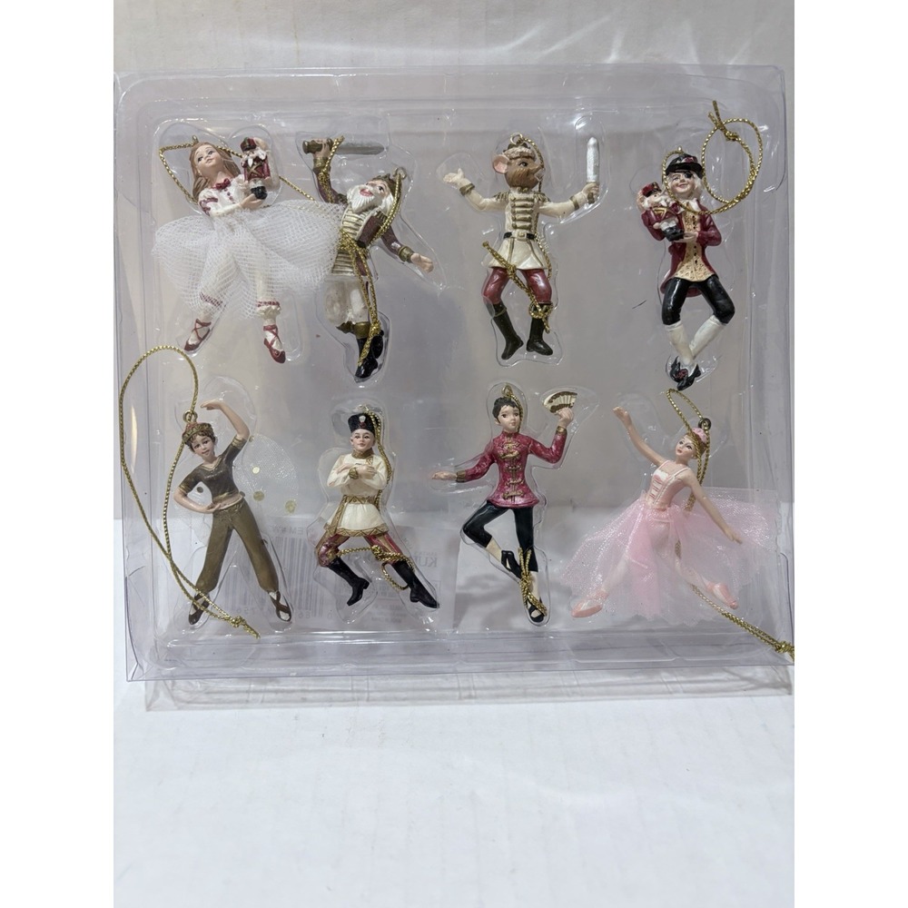 Kurt S. Adler Nutcracker Ballet 8pc Hanging Ornament Set Small Resin W20229